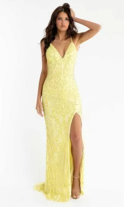 Primavera Couture - 3721 Beaded V-Neck With Slit Gown 56 Primavera Couture - 3721 Beaded V-Neck With Slit Gown -Wedding Dresses shop online primavera couture 3721 beaded v neck with slit gown special occasion dress 29494516023379