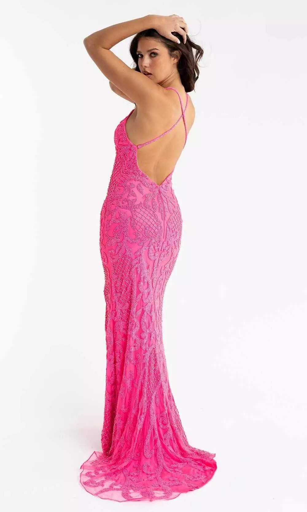 Primavera Couture - 3721 Beaded V-Neck With Slit Gown 18 Primavera Couture - 3721 Beaded V-Neck With Slit Gown - Image 16