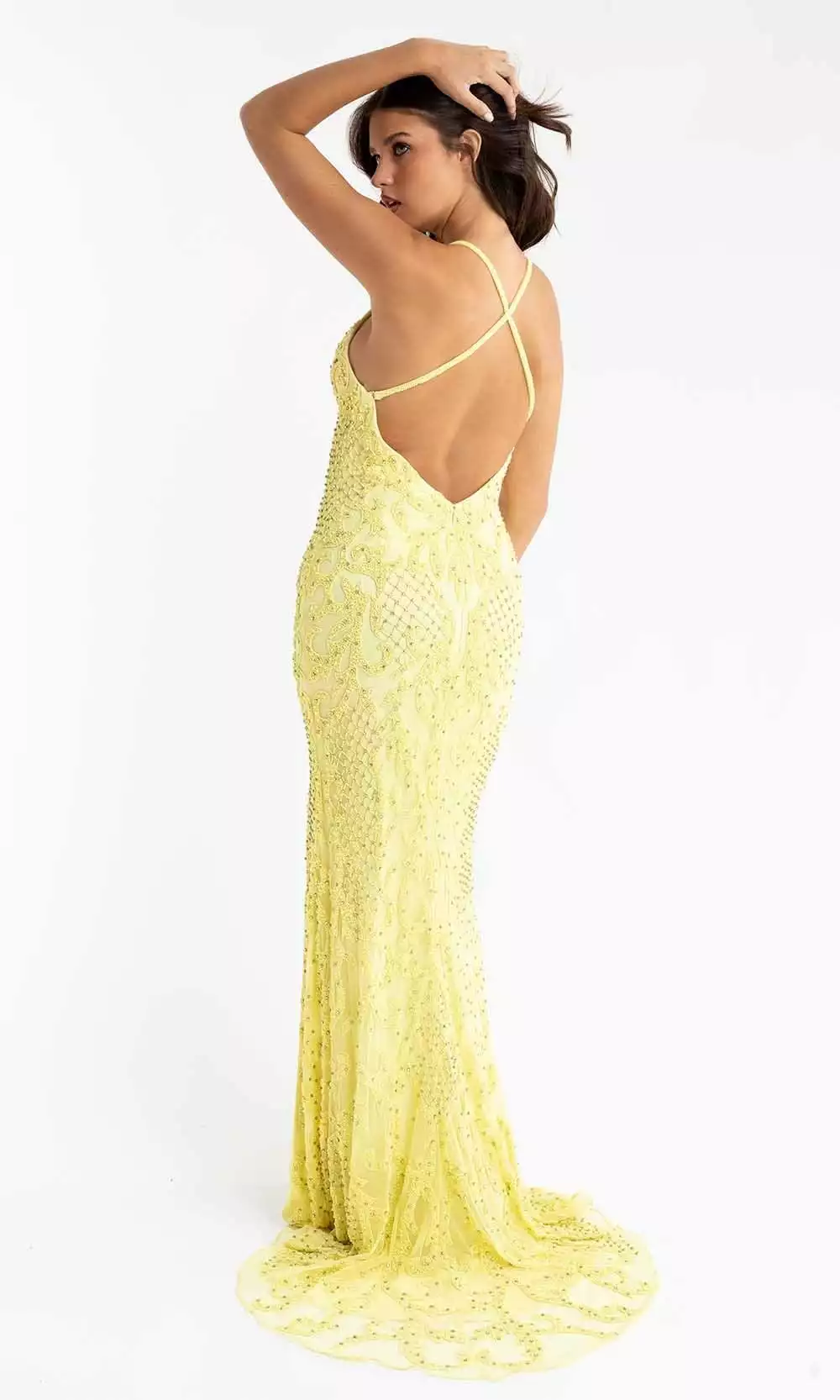 Primavera Couture - 3721 Beaded V-Neck With Slit Gown 28 Primavera Couture - 3721 Beaded V-Neck With Slit Gown - Image 26