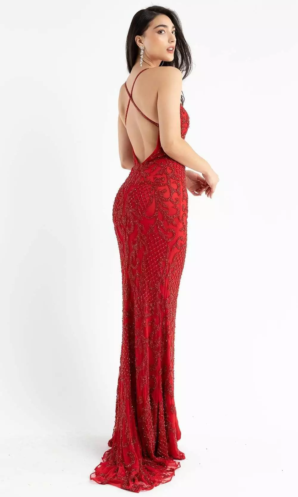 Primavera Couture - 3721 Beaded V-Neck With Slit Gown 22 Primavera Couture - 3721 Beaded V-Neck With Slit Gown - Image 20