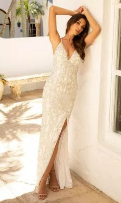 Primavera Couture - 3721 Beaded V-Neck With Slit Gown 39 Primavera Couture - 3721 Beaded V-Neck With Slit Gown -Wedding Dresses shop online primavera couture 3721 beaded v neck with slit gown special occasion dress 29494602727507