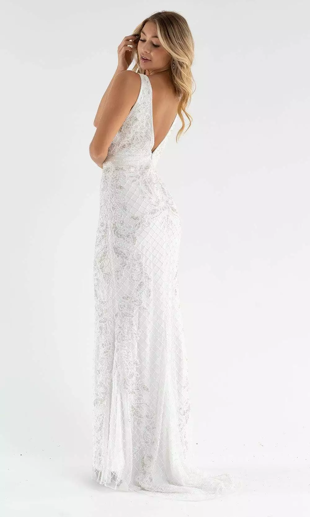 Primavera Couture - 3741 V-Neck Beaded Lace Long Gown 4 Primavera Couture - 3741 V-Neck Beaded Lace Long Gown - Image 2