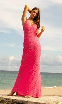 Primavera Couture - 3741 V-Neck Beaded Lace Long Gown 48 Primavera Couture - 3741 V-Neck Beaded Lace Long Gown -Wedding Dresses shop online primavera couture 3741 v neck beaded lace long gown special occasion dress 29495851122771