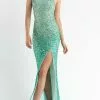 Primavera Couture - 3769 Fully Sequined Spaghetti Strap Lace Up Back Style Prom Dress -Wedding Dresses shop online primavera couture 3769 fully sequined spaghetti strap lace up back style prom dress special occasion dress 00 mint 29512796995667