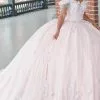 Quinceanera Collection 26051 - Fringe Off Shoulder Glittered Ballgown