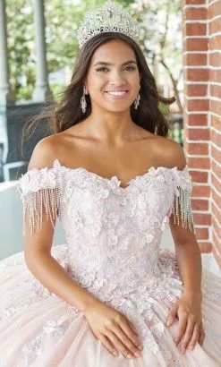 Quinceanera Collection 26051 - Fringe Off Shoulder Glittered Ballgown -Wedding Dresses shop online quinceanera collection 26051 fringe off shoulder glittered ballgown ball gowns 32334477819987