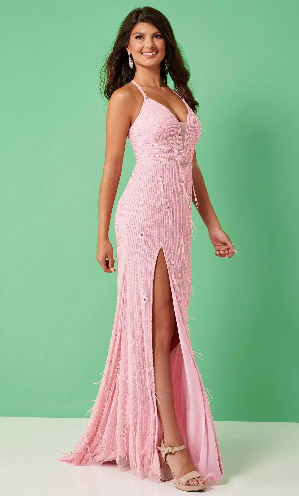 Rachel Allan 70295 - V-Neck Feather Detailed Prom Dress 6 Rachel Allan 70295 - V-Neck Feather Detailed Prom Dress - Image 4
