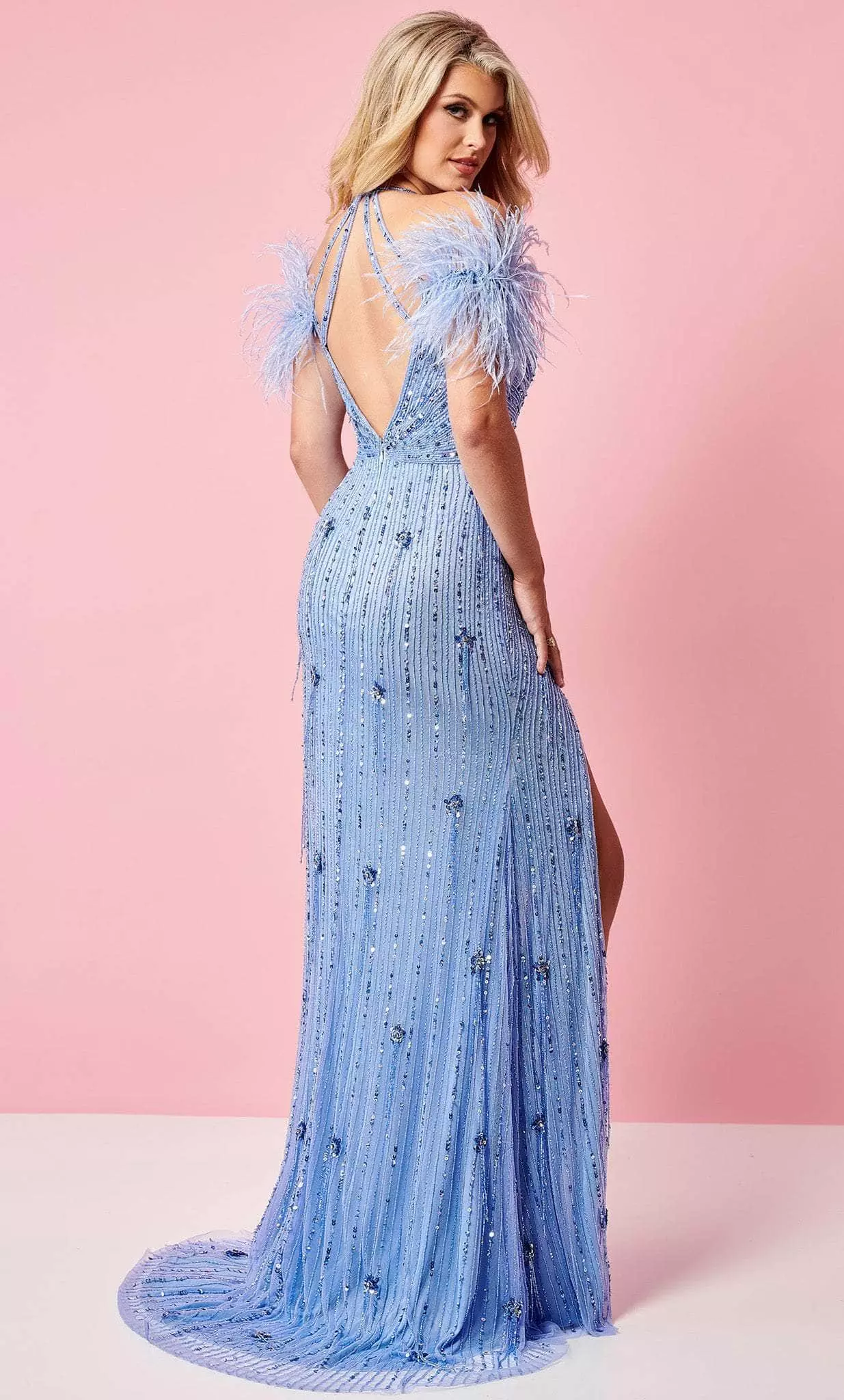 Rachel Allan 70295 - V-Neck Feather Detailed Prom Dress 12 Rachel Allan 70295 - V-Neck Feather Detailed Prom Dress - Image 10