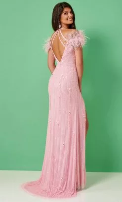 Rachel Allan 70295 - V-Neck Feather Detailed Prom Dress 17 Rachel Allan 70295 - V-Neck Feather Detailed Prom Dress -Wedding Dresses shop online rachel allan 70295 v neck feather detailed prom dress special occasion dress 31722553180243
