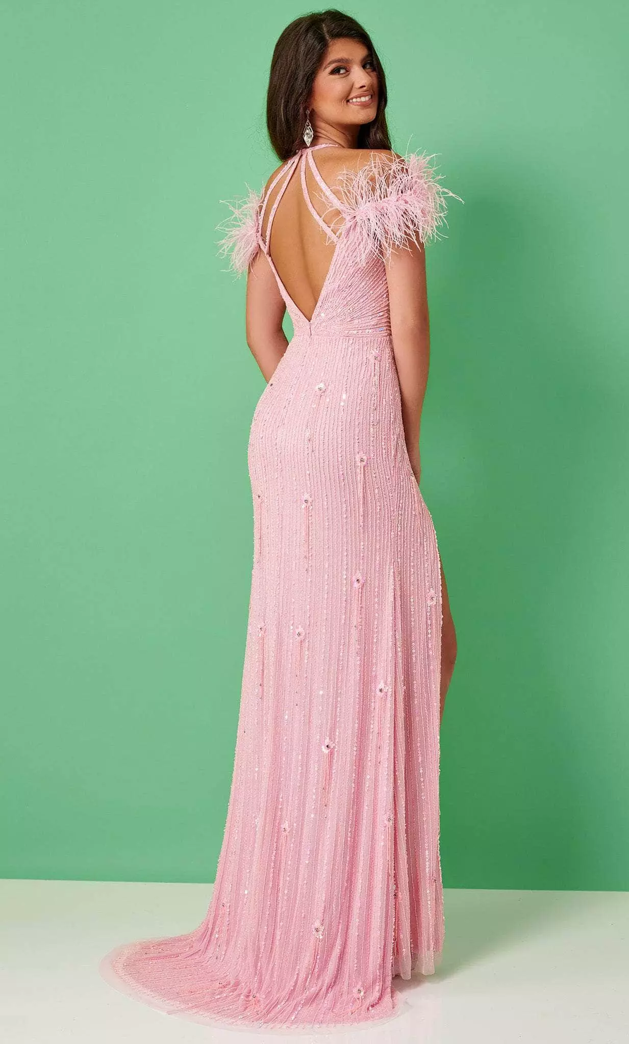 Rachel Allan 70295 - V-Neck Feather Detailed Prom Dress 7 Rachel Allan 70295 - V-Neck Feather Detailed Prom Dress - Image 5