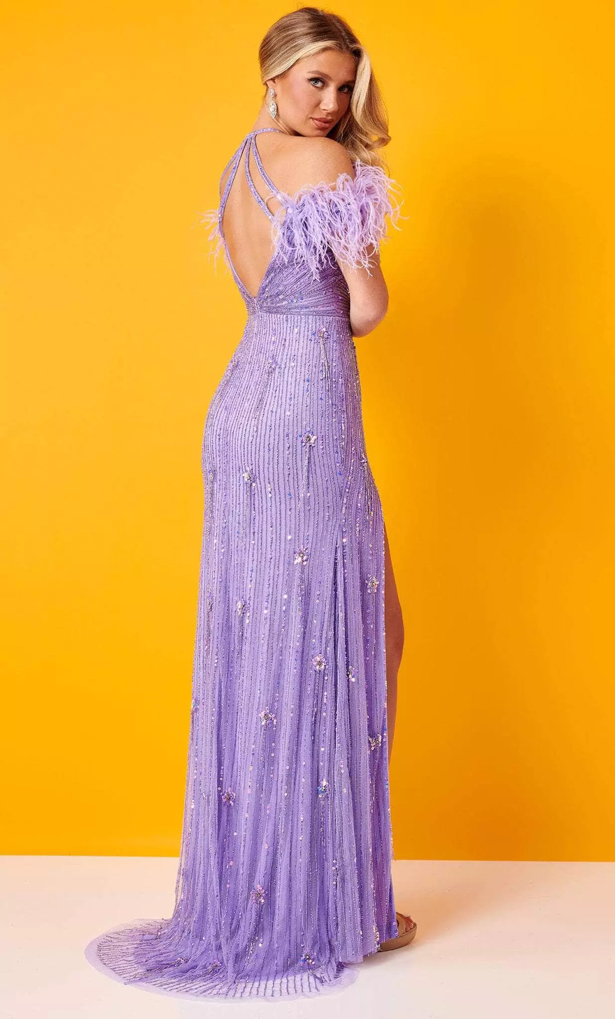 Rachel Allan 70295 - V-Neck Feather Detailed Prom Dress 4 Rachel Allan 70295 - V-Neck Feather Detailed Prom Dress - Image 2