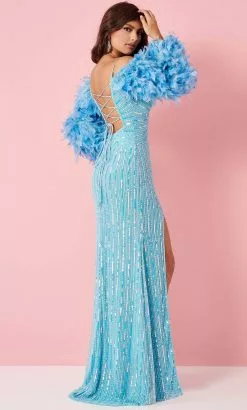 Rachel Allan 70315 - Feather Sleeve Sequin Prom Dress -Wedding Dresses shop online rachel allan 70315 feather sleeve sequin prom dress special occasion dress 31716103749715