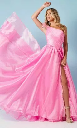 Rachel Allan 70366 - One Sleeve Ruched Bodice Prom Gown