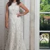 Rachel Allan Bridal - M609 Lace Jewel Neck Sheath Dress With Train 2 Rachel Allan Bridal - M609 Lace Jewel Neck Sheath Dress With Train -Wedding Dresses shop online rachel allan bridal m609 lace jewel neck sheath dress with train wedding dresses 2 white 5486964506681
