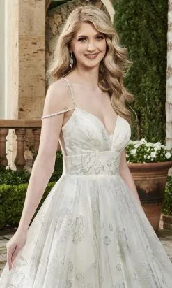 Rachel Allan - M788 V Neck Glittered A-line Bridal Dress 8 Rachel Allan - M788 V Neck Glittered A-line Bridal Dress -Wedding Dresses shop online rachel allan m788 v neck glittered a line bridal dress bridal dresses 28500187873363
