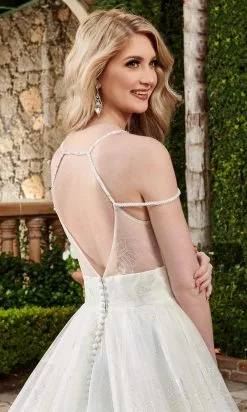 Rachel Allan - M788 V Neck Glittered A-line Bridal Dress 9 Rachel Allan - M788 V Neck Glittered A-line Bridal Dress -Wedding Dresses shop online rachel allan m788 v neck glittered a line bridal dress bridal dresses 28500187938899