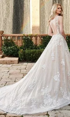 Rachel Allan - M791 Floral Embroidered A-line Long Gown -Wedding Dresses shop online rachel allan m791 floral embroidered a line long gown bridal dresses 28500196753491