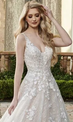 Rachel Allan - M791 Floral Embroidered A-line Long Gown -Wedding Dresses shop online rachel allan m791 floral embroidered a line long gown bridal dresses 28500196819027