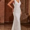 Rachel Allan - M797 Embellished V Neck Sheath Gown 2 Rachel Allan - M797 Embellished V Neck Sheath Gown -Wedding Dresses shop online rachel allan m797 embellished v neck sheath gown bridal dresses 0 diamond white 28500218609747