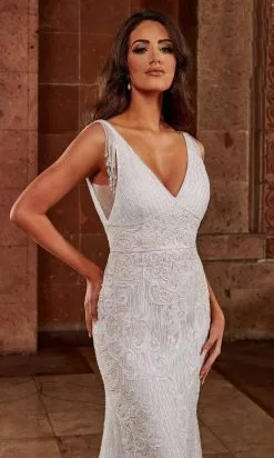 Rachel Allan - M797 Embellished V Neck Sheath Gown 8 Rachel Allan - M797 Embellished V Neck Sheath Gown -Wedding Dresses shop online rachel allan m797 embellished v neck sheath gown bridal dresses 28500218642515