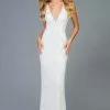 Scala - 48951 Embellished Plunging V-neck Sheath Dress -Wedding Dresses shop online scala 48951 embellished plunging v neck sheath dress evening dresses 0 ivory 12085777858643