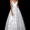 Sherri Hill - 53177 Embellished Deep V-neck Mikado Ballgown -Wedding Dresses shop online sherri hill 53177 embellished deep v neck mikado ballgown ball gowns 00 ivory 11822891335763
