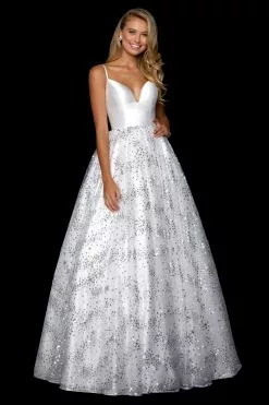 Sherri Hill - 53177 Embellished Deep V-neck Mikado Ballgown