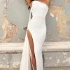 Sherri Hill - 54429 One Shoulder Rhinestone Cape Dress -Wedding Dresses shop online sherri hill 54429 one shoulder rhinestone cape dress wedding dresses 0 ivory 28407831298131