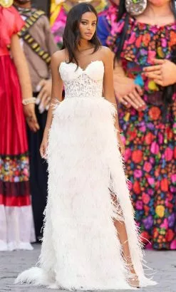 Sherri Hill 55472 - Feathered Appliqued Evening Dress