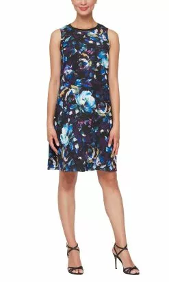 SLNY 9160200 - Floral Jewel Sheath Short Dress