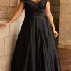 Sydney's Closet Bridal - SC5257 Off Shoulder Satin Bridal Gown -Wedding Dresses shop online sydney s closet bridal sc5257 off shoulder satin bridal gown wedding dresses 14 black 31283276185683
