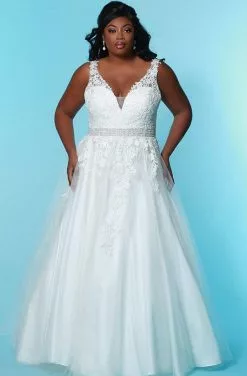 Sydney's Closet - SC5230 Floral Embroidered A-Line Gown -Wedding Dresses shop online sydney s closet sc5230 floral embroidered a line gown wedding dresses 28736511017043