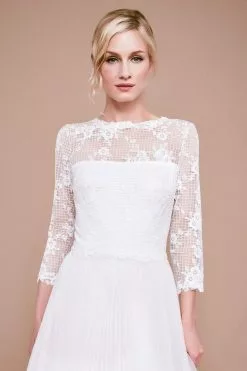 Tadashi Shoji - Keats Lace Tulle Tea-Length Dress 7 Tadashi Shoji - Keats Lace Tulle Tea-Length Dress -Wedding Dresses shop online tadashi shoji keats lace tulle tea length dress wedding dresses 28038273663059