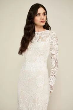 Tadashi Shoji - Lace Long Sleeve Fitted Dress -Wedding Dresses shop online tadashi shoji lace long sleeve fitted dress special occasion dress 11722998087763