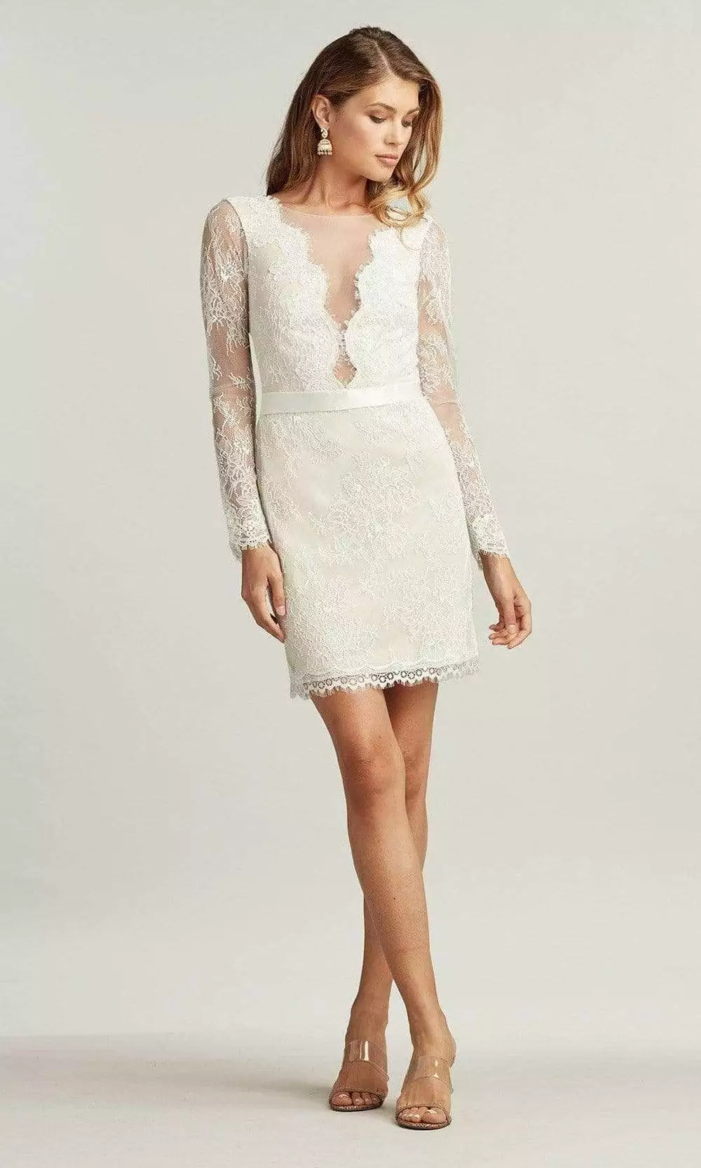 Tadashi Shoji - Lenaya Chantilly Lace Long-Sleeve Dress 3 Tadashi Shoji - Lenaya Chantilly Lace Long-Sleeve Dress