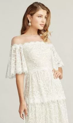 Tadashi Shoji - Loki Off-The-Shoulder Tiered Lace Dress -Wedding Dresses shop online tadashi shoji loki off the shoulder tiered lace dress bridal dresses 29453855752275