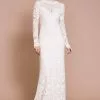 Tadashi Shoji - Long Sleeve Embroidered Bateau Wedding Dress -Wedding Dresses shop online tadashi shoji long sleeve embroidered bateau wedding dress wedding dresses 31572492615763