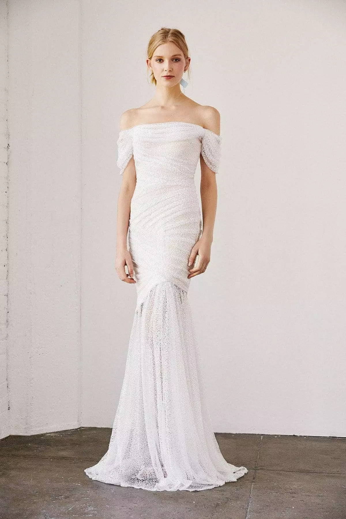 Tadashi Shoji - Off Shoulder Bridal Gown BGB19147LBR - 1 Pc Ivory/Petal In Size 10 Available 5 Tadashi Shoji - Off Shoulder Bridal Gown BGB19147LBR - 1 Pc Ivory/Petal In Size 10 Available - Image 3