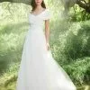 Tadashi Shoji - Wide V-Neck Long Bridal Dress BNN20136LBR - 1 Pc Ivory In Size 0 Available -Wedding Dresses shop online tadashi shoji wide v neck long bridal dress bnn20136lbr 1 pc ivory in size 0 available ccsale 0 ivory 31284488405075