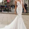 Tarik Ediz - 50406 Floral Lace Mermaid Dress With Train -Wedding Dresses shop online tarik ediz 50406 floral lace mermaid dress with train wedding dresses 2 ivory 12520466808915