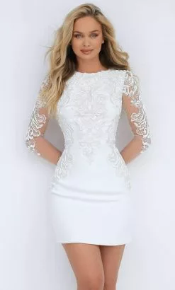 Tarik Ediz - 50814 Embroidered Bateau Sheath Dress