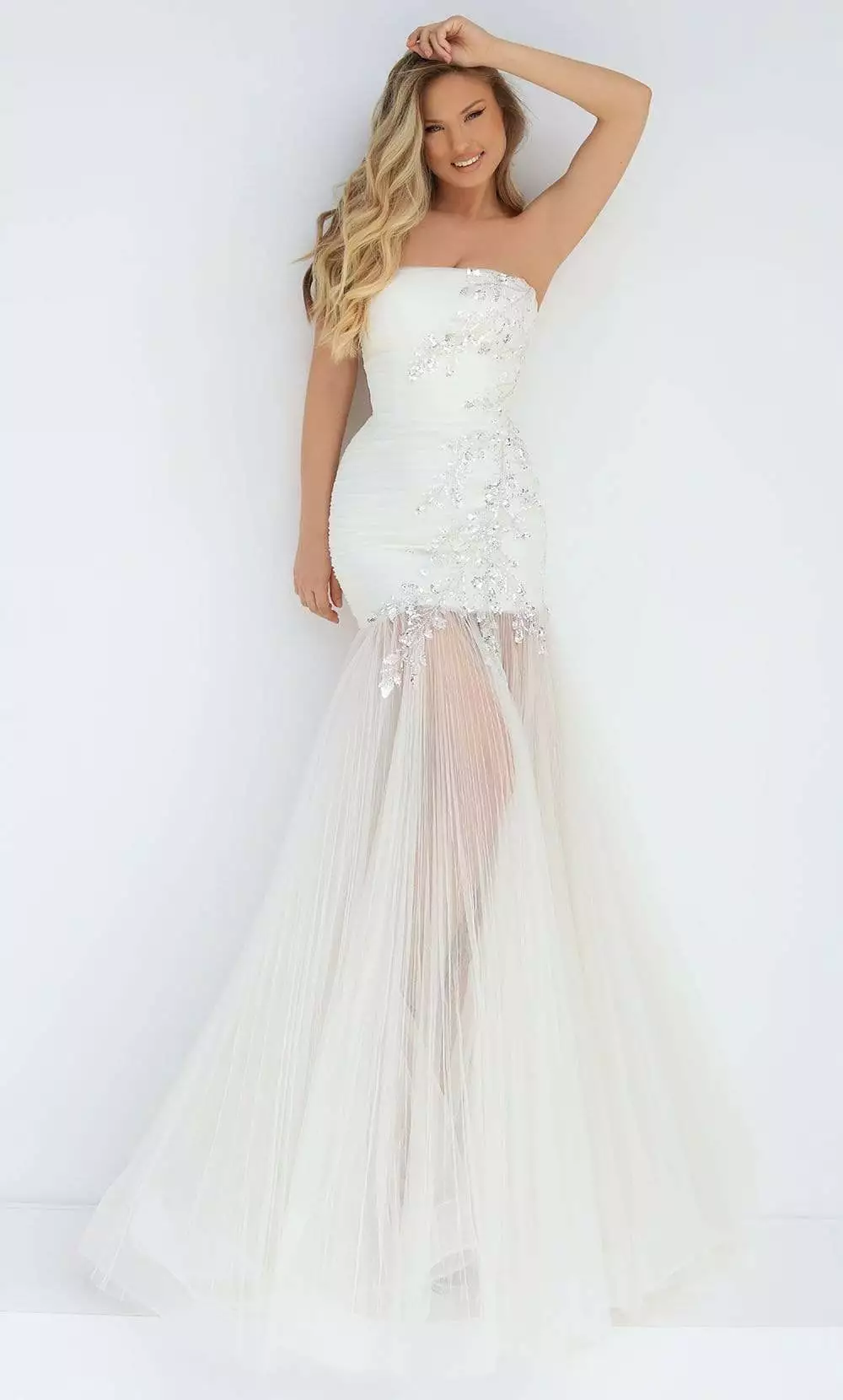 Tarik Ediz - 50896 Straight-Across Bejeweled Illusion Bridal Gown 3 Tarik Ediz - 50896 Straight-Across Bejeweled Illusion Bridal Gown