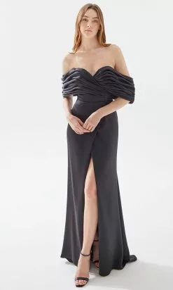 Tarik Ediz 52068 - Drape Ornate Off Shoulder Prom Dress -Wedding Dresses shop online tarik ediz 52068 drape ornate off shoulder prom dress prom dresses 31445637103699