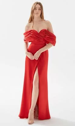 Tarik Ediz 52068 - Drape Ornate Off Shoulder Prom Dress -Wedding Dresses shop online tarik ediz 52068 drape ornate off shoulder prom dress prom dresses 31445637169235