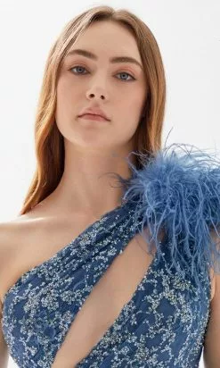 Tarik Ediz 52080 - Laced Asymmetric Prom Dress -Wedding Dresses shop online tarik ediz 52080 laced asymmetric prom dress prom dresses 31448689246291