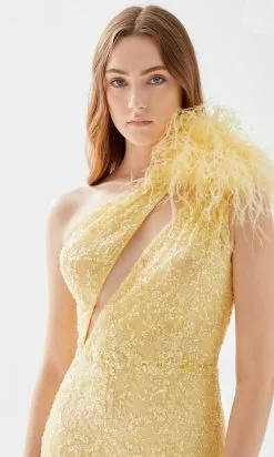 Tarik Ediz 52080 - Laced Asymmetric Prom Dress -Wedding Dresses shop online tarik ediz 52080 laced asymmetric prom dress prom dresses 31448689279059