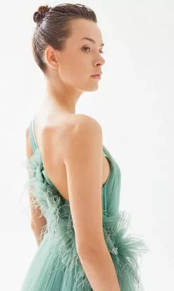 Tarik Ediz 98254 - Asymmetric Corset Evening Dress -Wedding Dresses shop online tarik ediz 98254 asymmetric corset evening dress prom dresses 31448869142611