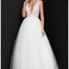 Terani Couture - 1811P5824 Embroidered Deep V-neck Ballgown -Wedding Dresses shop online terani couture 1811p5824 embroidered deep v neck ballgown special occasion dress 0 ivory nude 7386566950995
