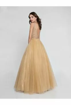 Terani Couture - 1811P5824 Embroidered Deep V-neck Ballgown -Wedding Dresses shop online terani couture 1811p5824 embroidered deep v neck ballgown special occasion dress 7386567016531