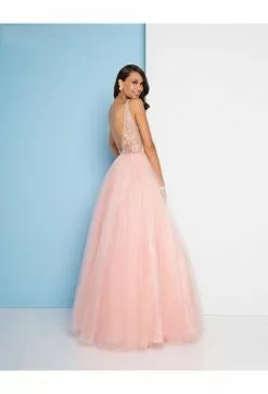 Terani Couture - 1811P5824 Embroidered Deep V-neck Ballgown -Wedding Dresses shop online terani couture 1811p5824 embroidered deep v neck ballgown special occasion dress 7386567147603